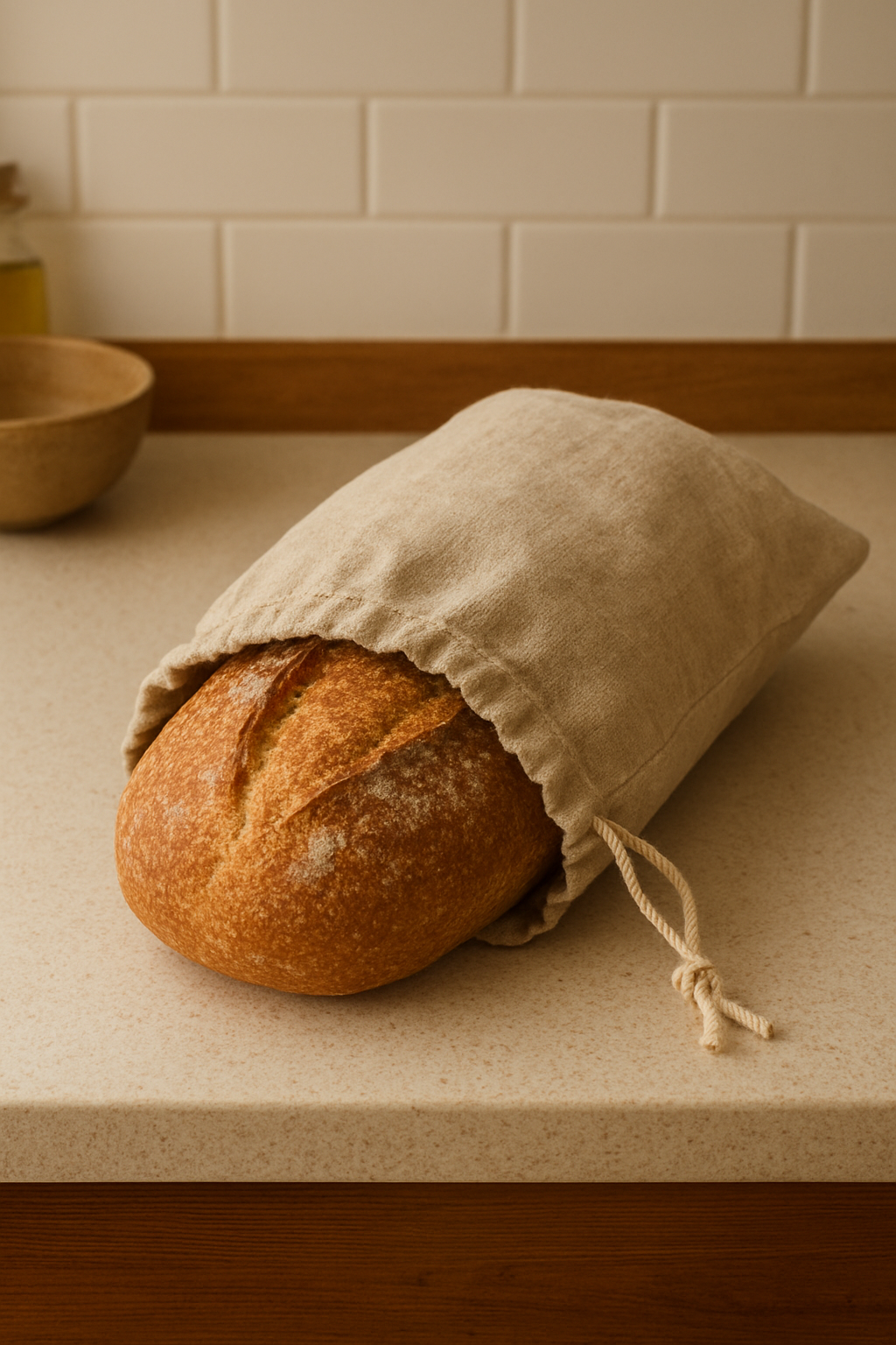 Handcrafted beeswax bread bag